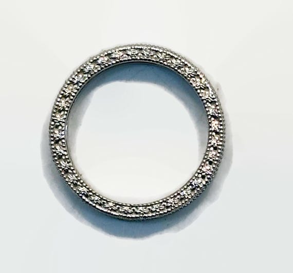 Art Deco Ruby Ring: Sterling Silver CZ Band, Size… - image 2