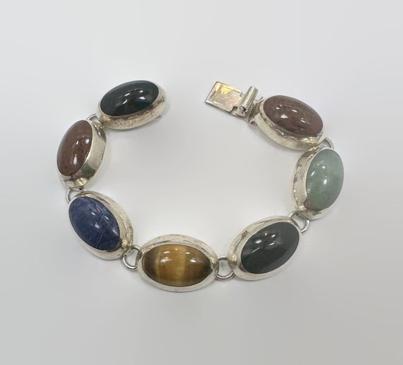Mixed Stone Bracelet, Sodalite, Jasper, Tiger Eye… - image 1