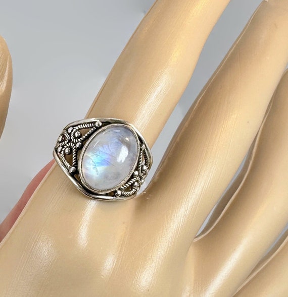 Moonstone Ring, Sterling Silver, Vintage Ring, Si… - image 7