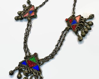 Vintage Kuchi Afghan Necklace: Tribal Boho Belly Dance Jewelry