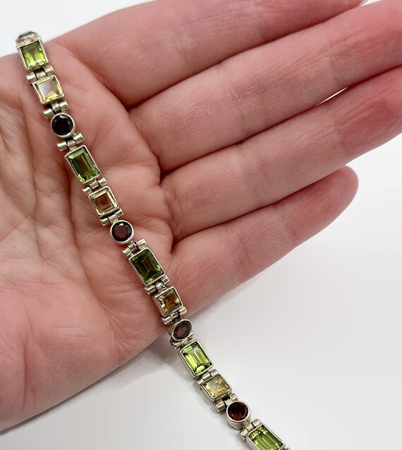 Gemstone Bracelet, Citrine, Garnet, Peridot, Ster… - image 4