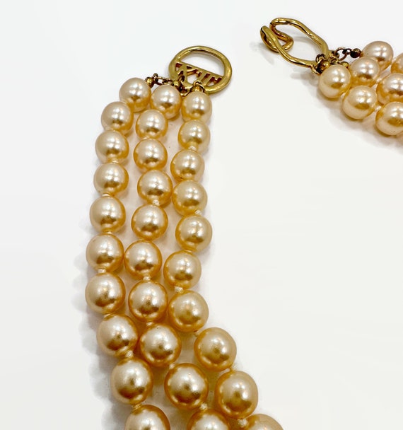 KJL Glass Pearls, Triple Strand, Gold Plated, Pea… - image 3