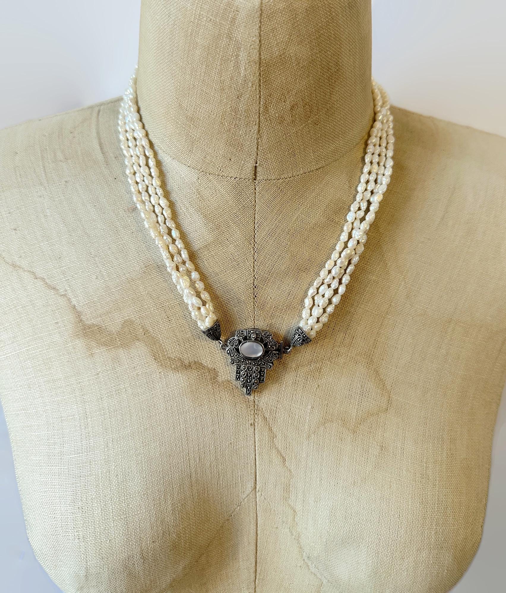 【美品】argue／SILVER.925 RicePerl NECKLACE Pearl Necklace, Art Deco, Sterling Silver, Rice Pearls