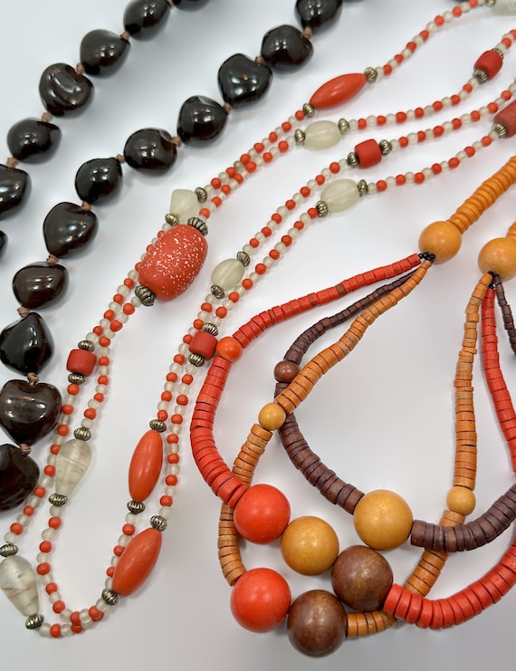 Necklace Layer Lot, Massive, 70s, Boho, Statement, Glass