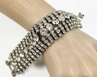 Clear Rhinestone Bracelet, Collectible Vintage Jewelry