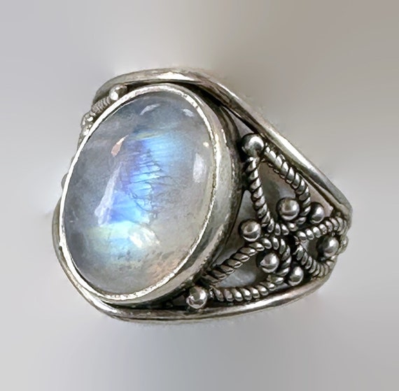 Moonstone Ring, Sterling Silver, Vintage Ring, Si… - image 2