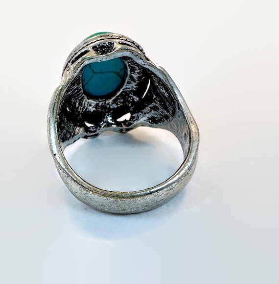 Vintage Middle Eastern Afghan Ring: Turquoise Gla… - image 3