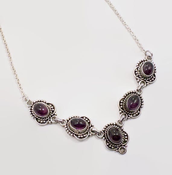 Collier Vintage En Améthyste - Pierres Naturelles - Occasion Bon État