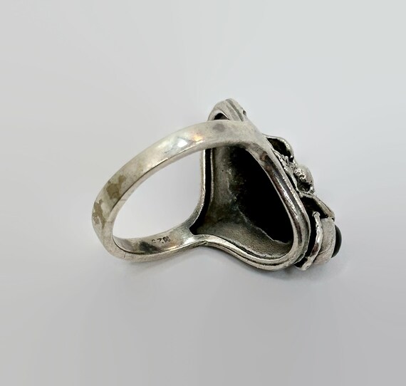 Dragon Ring, Onyx, Asian, Sterling Silver, Vintag… - image 5