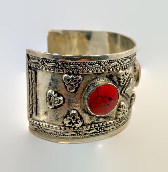 Red Jasper Bracelet, Afghan, Vintage Bracelet, Si… - image 4