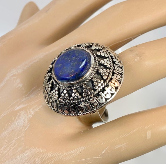 Buy Lapis Kuchi Ring Afghan Ring Middle Eastern Blue Stone Online in India  - Etsy