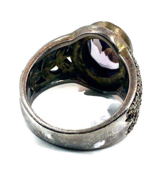 Amethyst Ring, Marcasite Ring, Purple Amethyst, S… - image 5