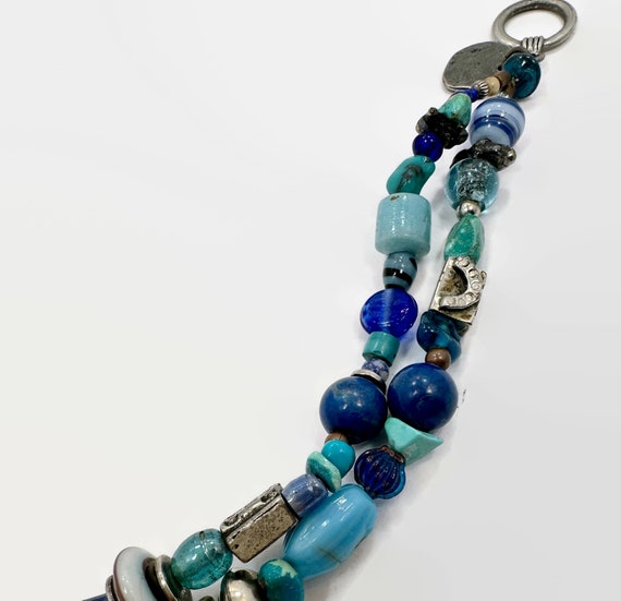Turquoise Bracelet, Glass, Blue, Pyrites, Sun, Mu… - image 3