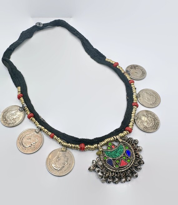 Kuchi Necklace, Afghan, Coins, Dangles, Vintage Ne