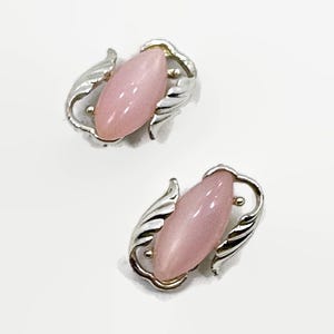 Pink Earrings, Thermoset, Silver Tone, 50s, Mid Century, Lucite, Vintage, Plastic, 60s, Clips, Kitschy, MCM