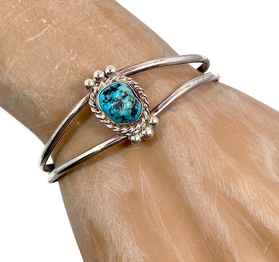 Turquoise Cuff, Sterling Silver, Vintage Bracelet… - image 1