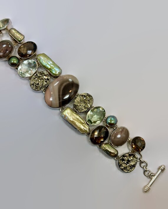 Stone Bracelet, Mookite Jasper, Green Amethyst, P… - image 7