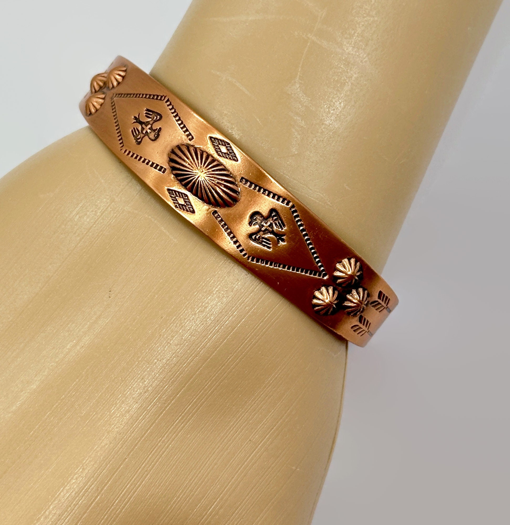 Copper Cuff, Native American, Thunderbird, Arrows, Vintage