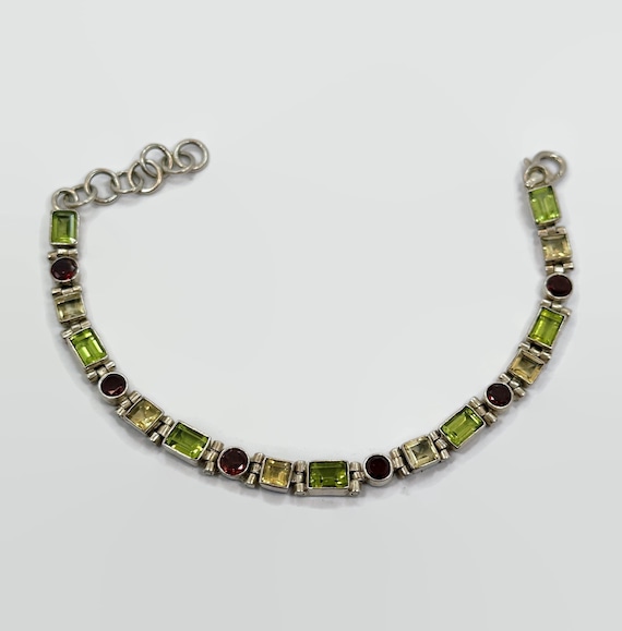 Gemstone Bracelet, Citrine, Garnet, Peridot, Ster… - image 1