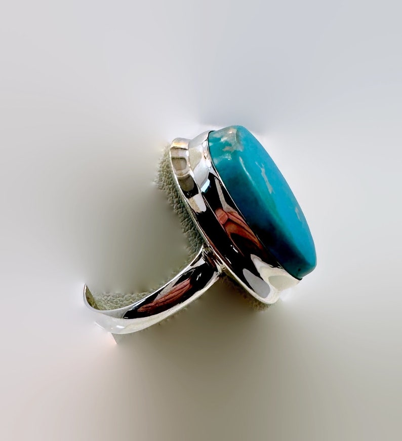 Turquoise Ring, Sterling Silver, Robin's Egg Blue, Vintage Ring, Boho Ring, Big Stone, Size 6 1/2 image 3