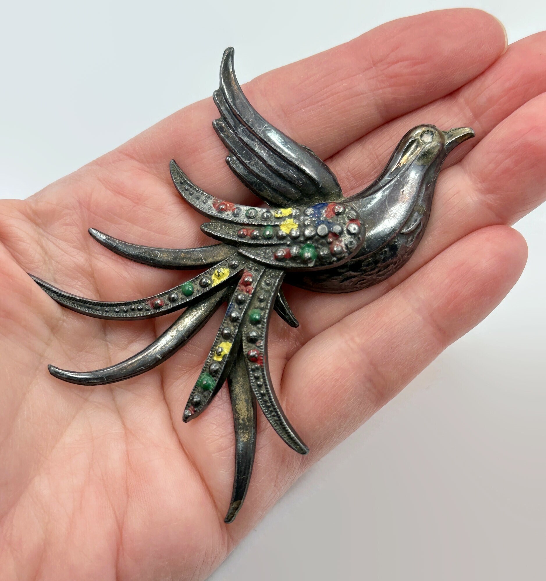 アンティーク＊ツバメ　ブローチ② シルバー　鳥 新品 ツバメ 燕 シルバーブローチ 鳥 アンティーク 帯留め ワン