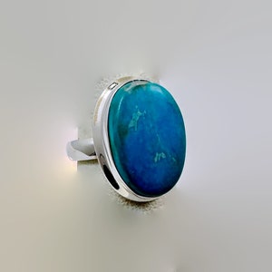 Turquoise Ring, Sterling Silver, Robin's Egg Blue, Vintage Ring, Boho Ring, Big Stone, Size 6 1/2 image 2