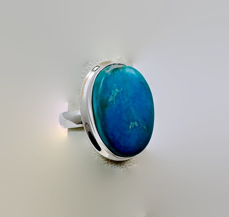 Turquoise Ring, Sterling Zilver, Robin's Egg Blue, Vintage Ring, Boho Ring, Big Stone, Maat 6 1/2 afbeelding 2
