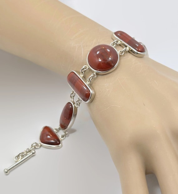 Most Unique Vintage Red Jasper Sterling Silver Bracelet Most Unique Vintage Red Jasper Sterling Silver Bracelet