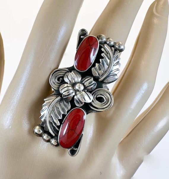 Red Jasper Ring, Esperanza, Silver, Signed, Mexic… - image 1