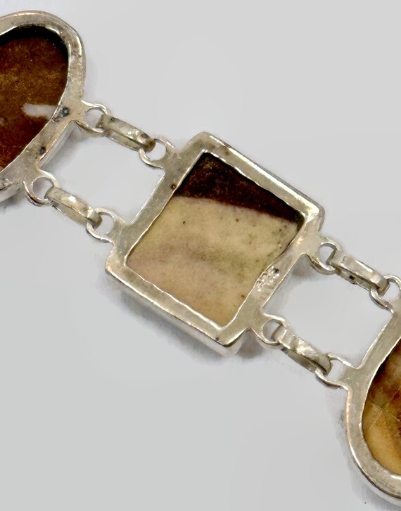 Jasper Bracelet, Sterling Silver, Vintage Bracele… - image 4