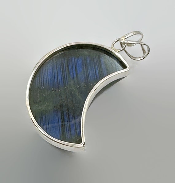 Moon Pendant, Labradorite, Blue, Sterling Silver,… - image 4
