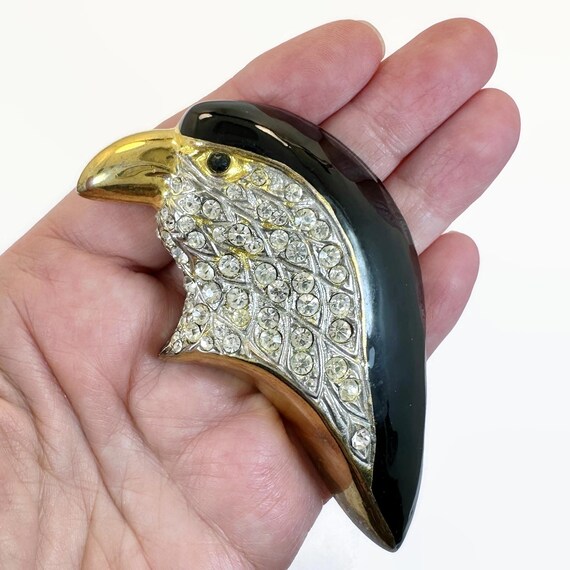 Broche Vintage Champignon En Or Avec émail Noir Et Cristaux - Modèle 3721 - État Bon Pour Collection