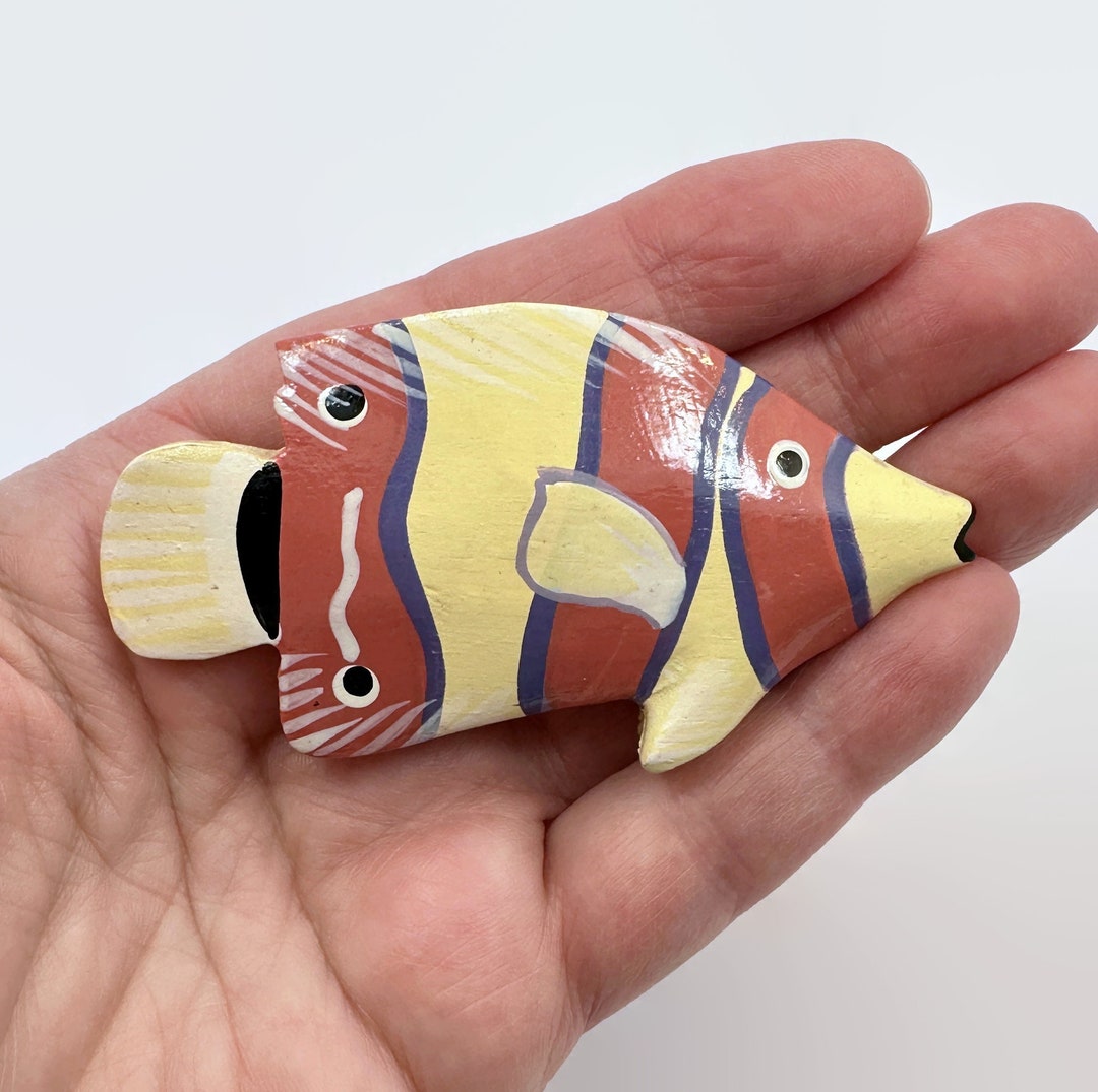 Broche Vintage Poisson Combattant Métal Argenté - Années 50, Très Bon état