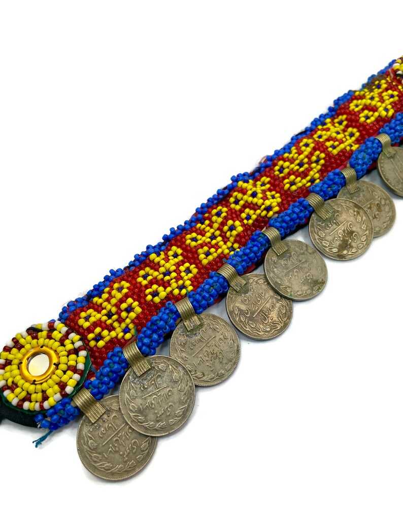 Vintage Necklace Turkmen Arm Band Gypsy Kuchi Nomadic Coin Necklace Choker Middle Eastern Boho Afghan