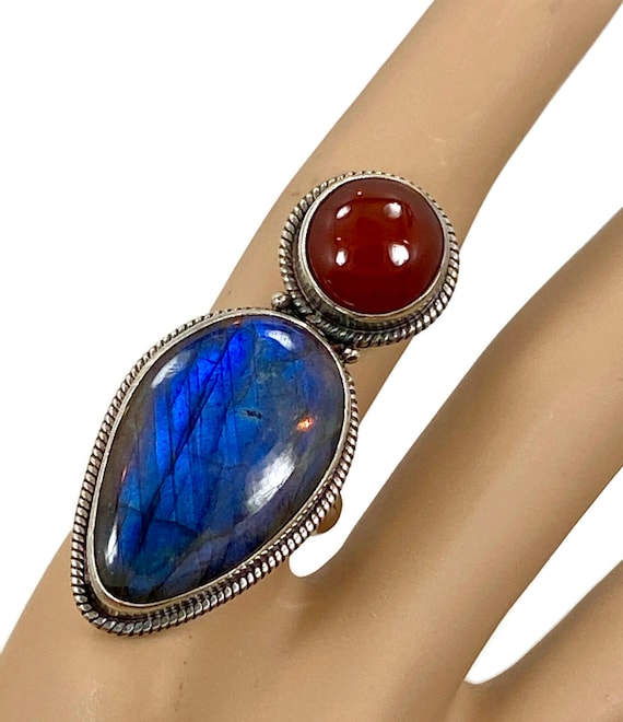 22 Grams Unisex Coleman 8 Sterling Silver Mixed Stone Oval Link Bracelet