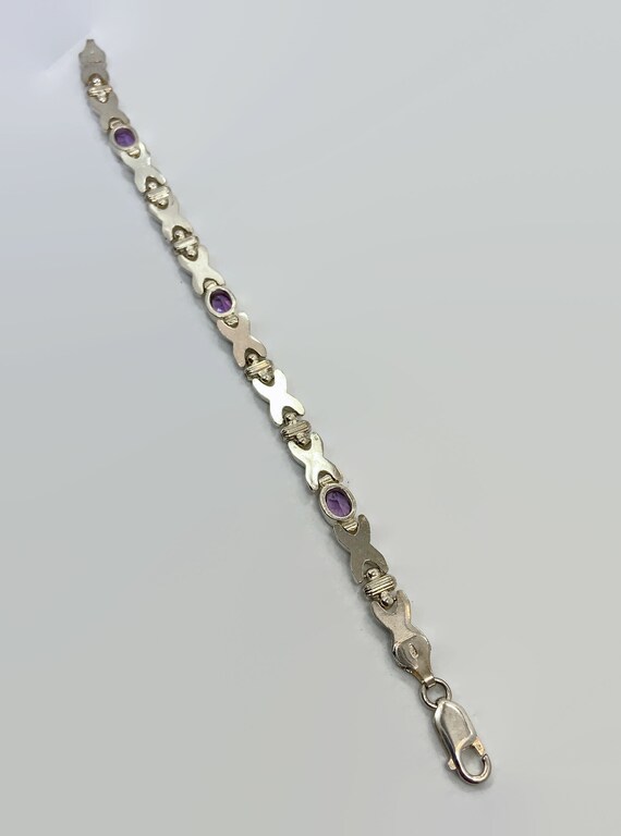 Amethyst Bracelet, Sterling Silver, Vintage Brace… - image 4