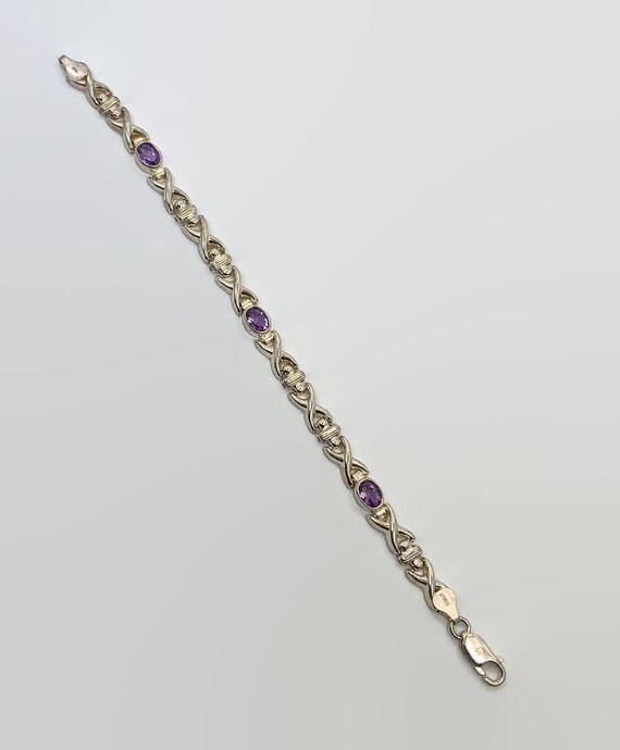 Amethyst Bracelet, Sterling Silver, Vintage Brace… - image 2