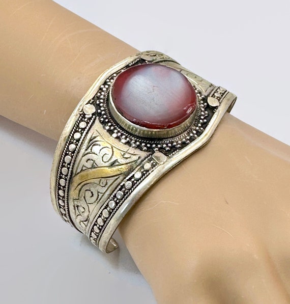 Carnelian Cuff, Middle Eastern, Kuchi Bracelet, Si