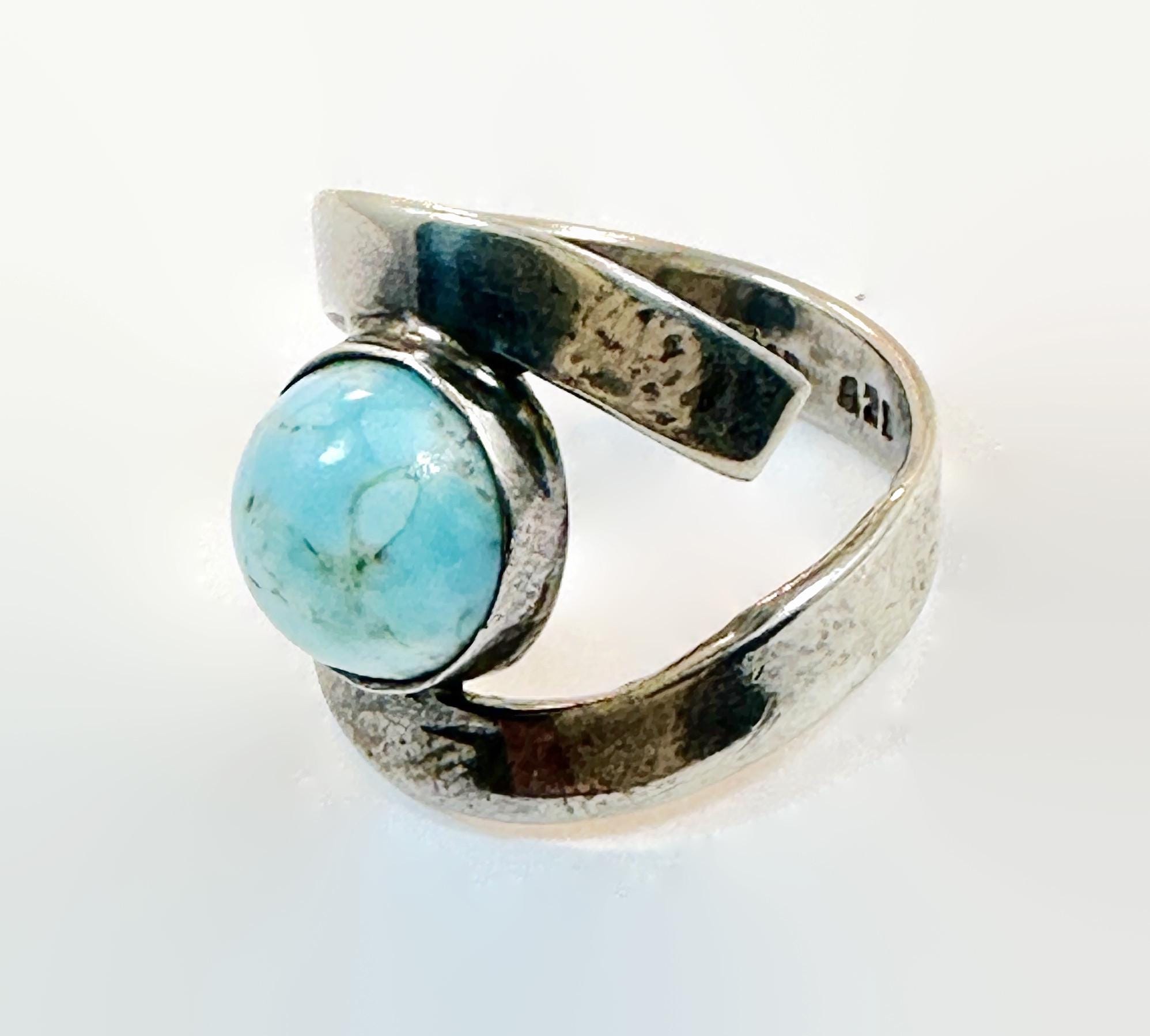 ヴィンテージ スターリングシルバー リング：ハッブルガラス