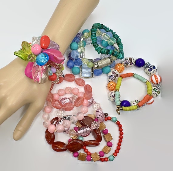 Bracelet Collection, Lot of 12, Stretch, Rainbow,… - image 2