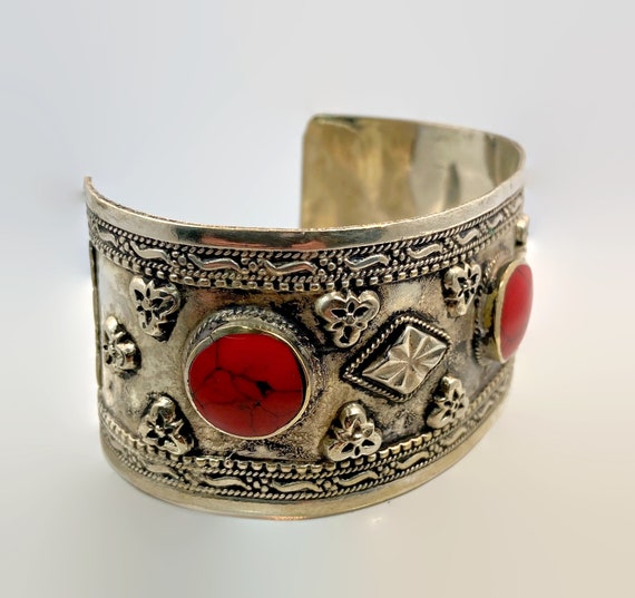 Red Jasper Bracelet, Afghan, Vintage Bracelet, Si… - image 3