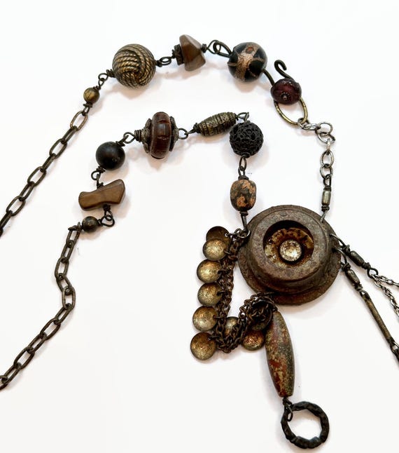 Unique Necklace, Rustic, Assemblage Necklace, Sta… - image 3