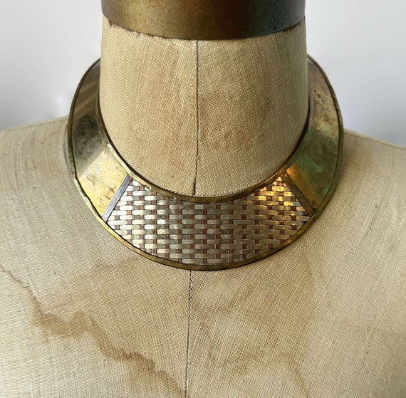 Brass Collar, Brass Necklace, Mixed Metal, Copper… - image 1