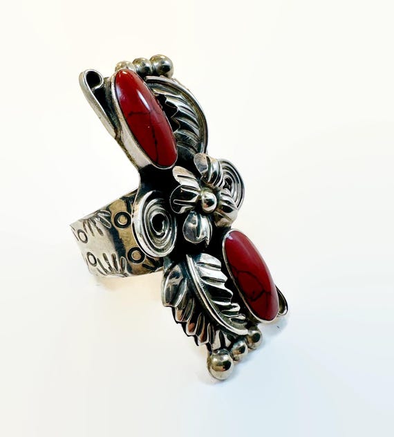 Red Jasper Ring, Esperanza, Silver, Signed, Mexic… - image 5