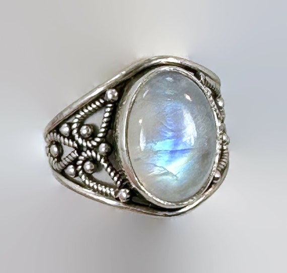 Moonstone Ring, Sterling Silver, Vintage Ring, Si… - image 1