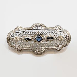 Rhinestone Brooch, Blue, Silver Metal, Riveted, 1950s, 1960s