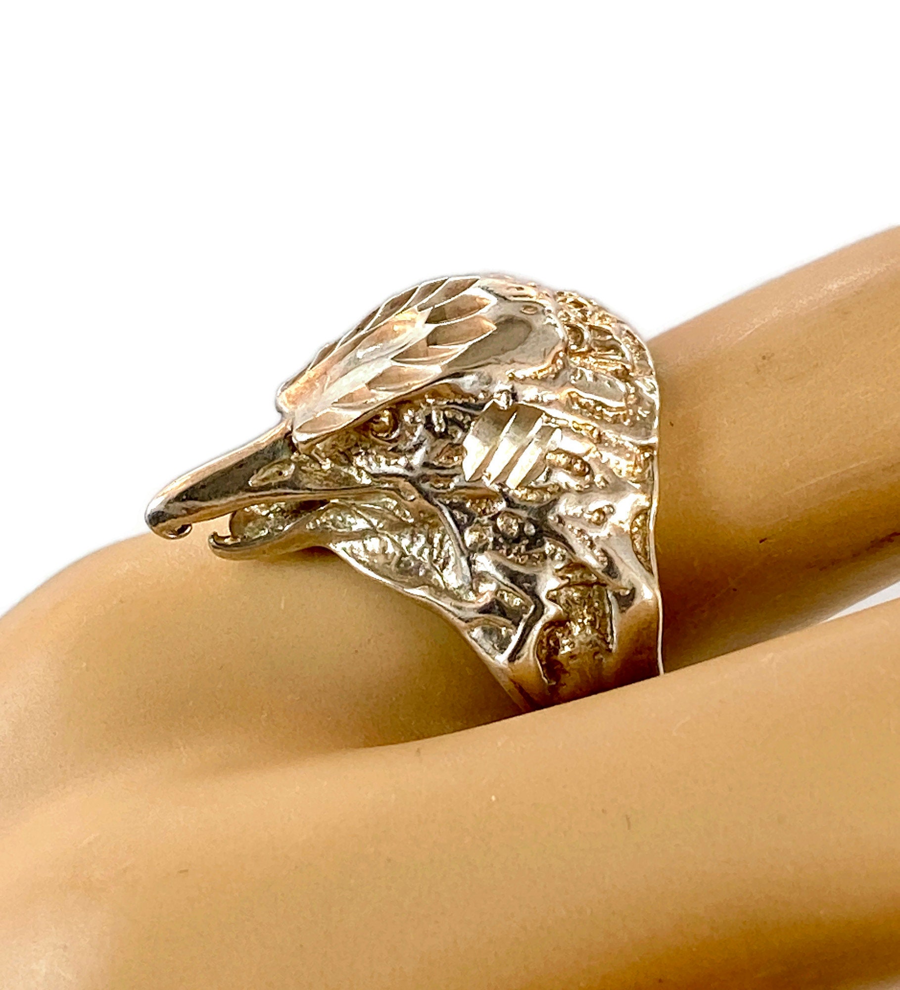 Eagle Ring, Sterling Silver, Vintage Ring, Size 10, Hawk, Big Statement, Rocker Biker, Unisex, Mans, Mens, Unusual Eagle Ring, Sterling Silver, Vintage Ring, Size 10, Hawk, Big Statement, Rocker Biker, Unisex, Mans, Mens, Unusual