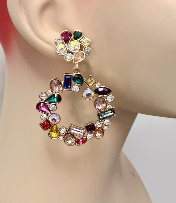 Big rainbow earrings top