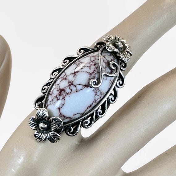 Statement Ring, Wild Horse Turquoise, Sterling Si… - image 1