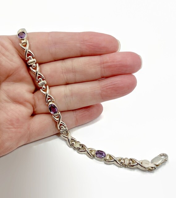 Amethyst Bracelet, Sterling Silver, Vintage Brace… - image 6